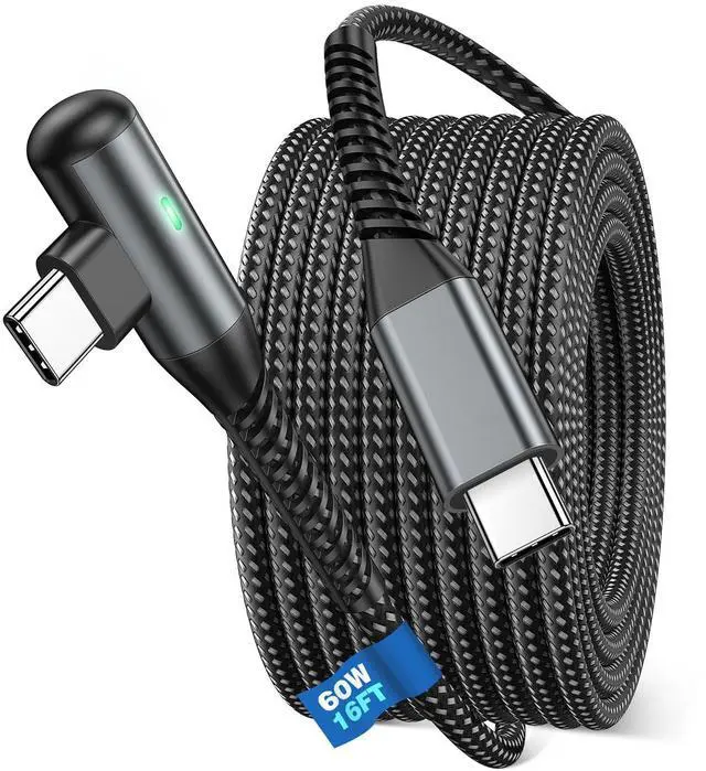 Main image of USB C Cable 60W Fast Charging 16ft Long Braided-Durable Cord Black