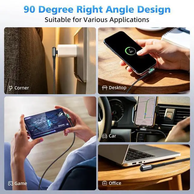 Alt view image 4 of 7 - USB C Cable 60W Fast Charging 16ft Long Braided-Durable Cord Black