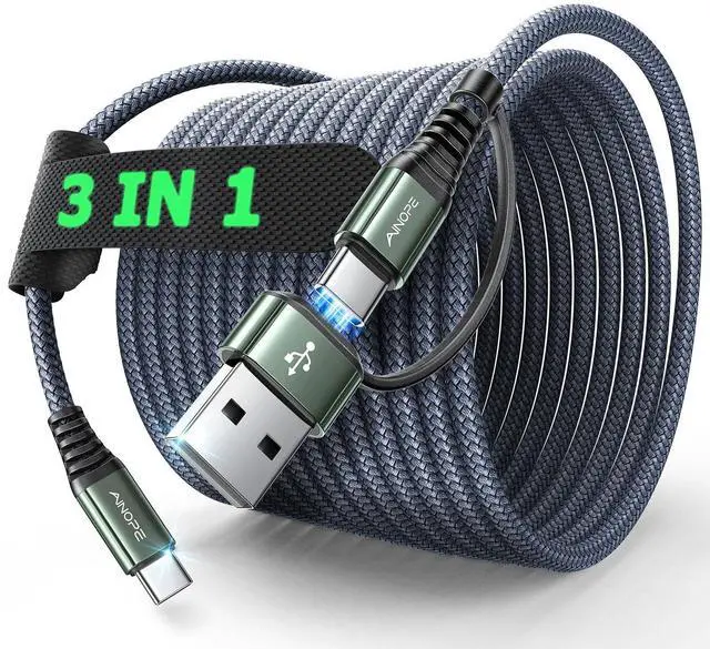 Main image of USB C to USB C Cable, 16 FT USB C Cable Fast Charging with USB to USB C Adapter, 60W USB to USBC Cable for iPhone 17 Pro Max Air Type C Cable for iPhone 16/15/14/13/12, Grey