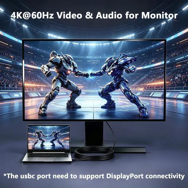 Alt view image 3 of 6 - 16FT Long USB-C to USB-C Cable, 4K@60Hz Video Output, 20Gbps Data Sync, 240W PD Fast Charging, Durable Nylon Braided Cord for Monitor, MacBook, iPhone 17/16/15, Samsung Galaxy, PS5, Thunderbolt, SSD