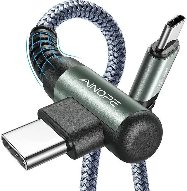 Main image of USB C to USB C Cable 60W, 16.4ft USB Type C Cable Right Angle, Compatible with Samsung Galaxy S21 S20, Note 20 Ultra 10 9 8, MacBook Air/Pro 13'', iPad mini 6/Pro/Air 2020 (16.4FT, Grey)