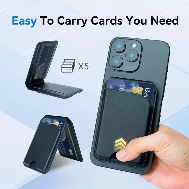 Alt view image 2 of 6 - for MagSafe WalletLeather Magnetic Wallet for Phone with Adjustable Stand5 Magnetic Credit Card Holder RFID Blocking for iPhone 17 16 15 14 13 12 Pro Max Air Series Cases Father's Day