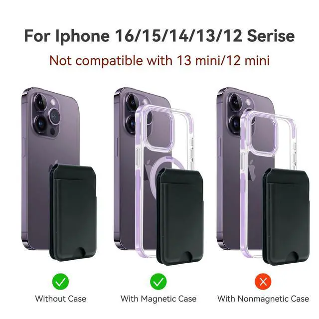Alt view image 5 of 6 - for MagSafe WalletLeather Magnetic Wallet for Phone with Adjustable Stand5 Magnetic Credit Card Holder RFID Blocking for iPhone 17 16 15 14 13 12 Pro Max Air Series Cases Father's Day