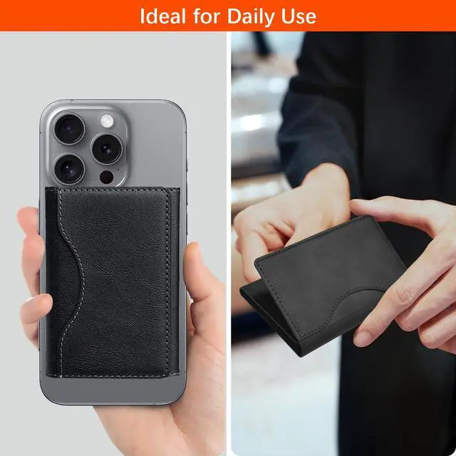 Alt view image 3 of 7 - for Magsafe Wallet with Adjustable Stand, Leather Phone Card holder with 6 Card Slots, Lightweight Magnetic Wallet for iPhone 16/15/14/13/12 Series, Not for iPhone 13/12 Mini (Black)