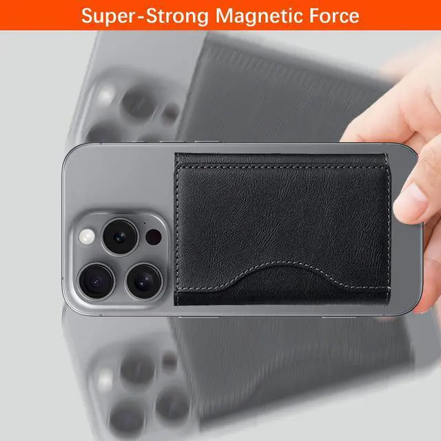 Alt view image 4 of 7 - for Magsafe Wallet with Adjustable Stand, Leather Phone Card holder with 6 Card Slots, Lightweight Magnetic Wallet for iPhone 16/15/14/13/12 Series, Not for iPhone 13/12 Mini (Black)