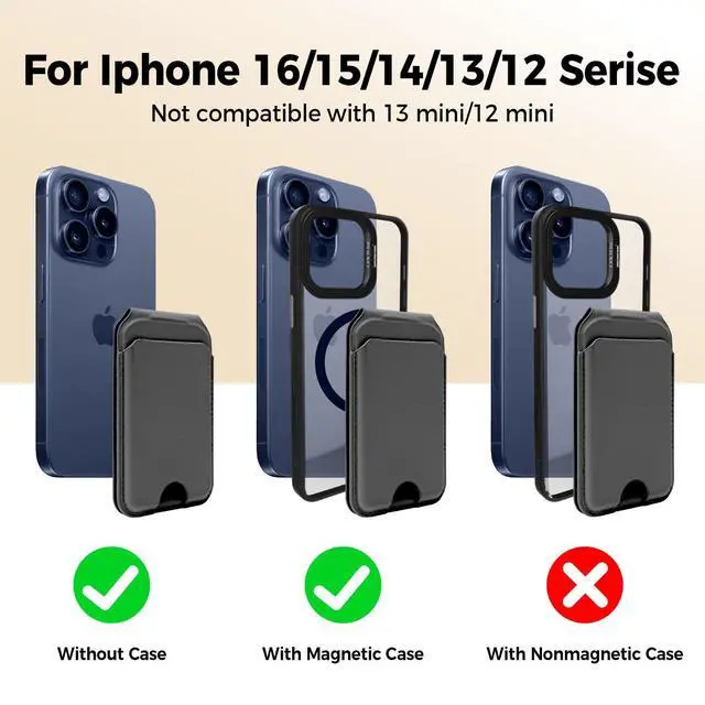 Alt view image 6 of 7 - Magnetic Phone Wallet With Makeup mirror 4 Card Holder with Adjustable Stand,RFID-Blocking Magsafe Wallet for iPhone 17/16/15/14/13/12 Pro Max Series Cases(Black)