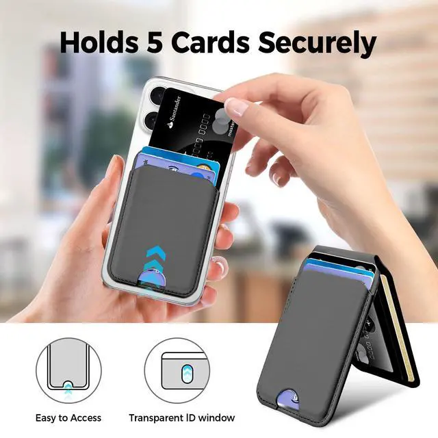 Alt view image 5 of 7 - Magnetic Phone Wallet With Makeup mirror 4 Card Holder with Adjustable Stand,RFID-Blocking Magsafe Wallet for iPhone 17/16/15/14/13/12 Pro Max Series Cases(Black)