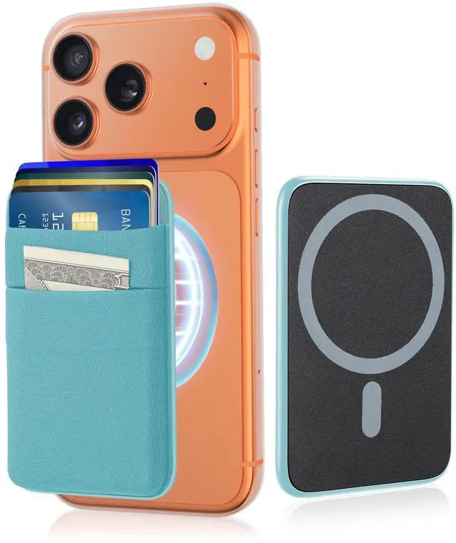 Main image of Slim Magnetic Wallet, 6 Card Holder, Stretchy Magnet Phone Wallet for Back of Phone, Wallet for magsafe Compatible for iPhone 17/16/15/14/13/12 Pro Max Plus Air Series, Green