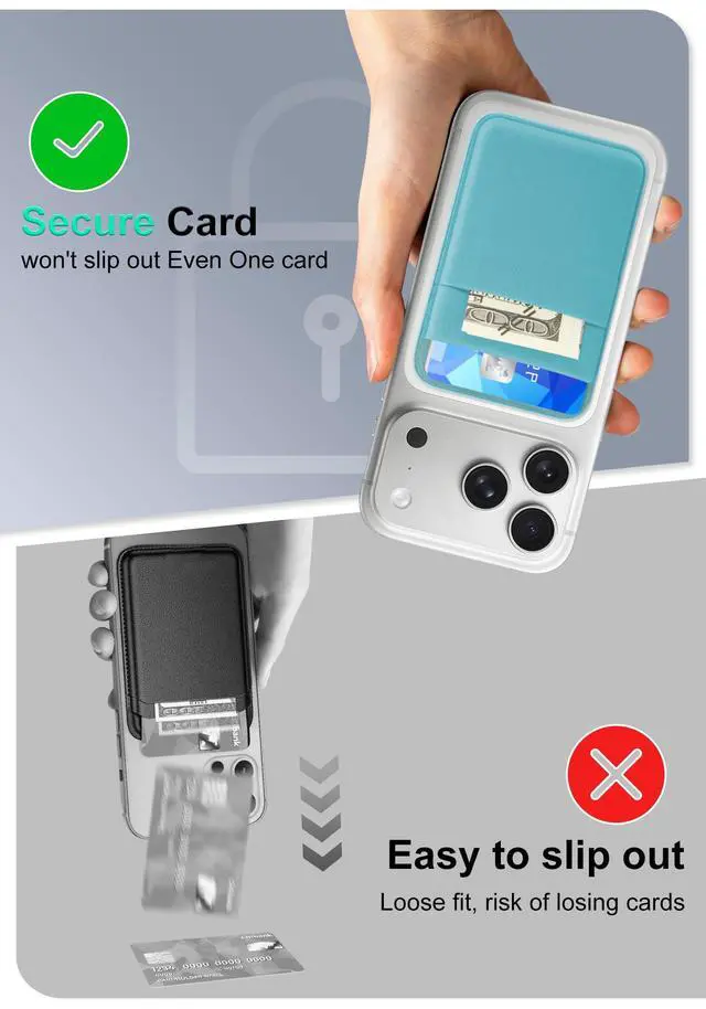 Alt view image 7 of 7 - Slim Magnetic Wallet, 6 Card Holder, Stretchy Magnet Phone Wallet for Back of Phone, Wallet for magsafe Compatible for iPhone 17/16/15/14/13/12 Pro Max Plus Air Series, Green