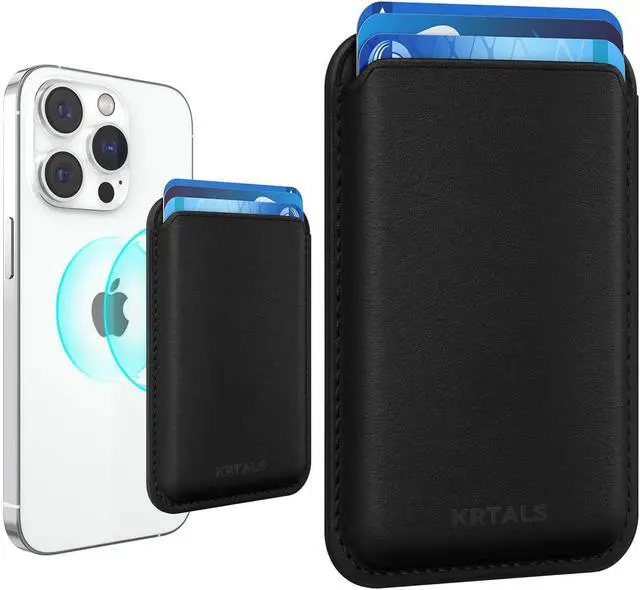 Main image of Stronger Magnetic RFID Leather Mag-Safe Card Holder for iPhone 16 Series, Mag-Safe Accessories Stick on Series of iPhone 17/16/15/14/13/12 and Pro/Promax, Black