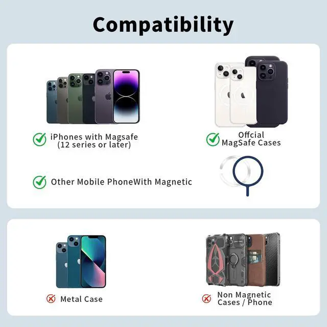 Alt view image 4 of 7 - Stronger Magnetic RFID Leather Mag-Safe Card Holder for iPhone 16 Series, Mag-Safe Accessories Stick on Series of iPhone 17/16/15/14/13/12 and Pro/Promax, Black