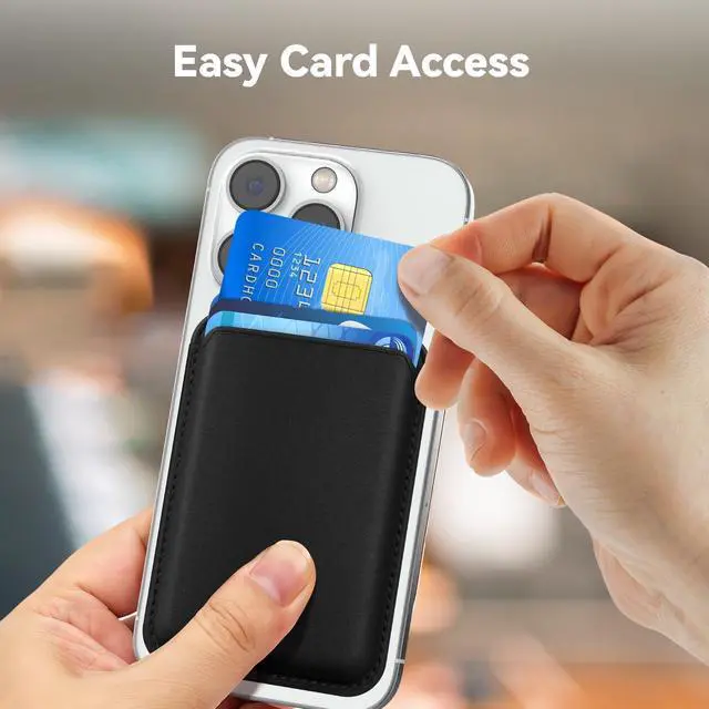 Alt view image 6 of 7 - Stronger Magnetic RFID Leather Mag-Safe Card Holder for iPhone 16 Series, Mag-Safe Accessories Stick on Series of iPhone 17/16/15/14/13/12 and Pro/Promax, Black
