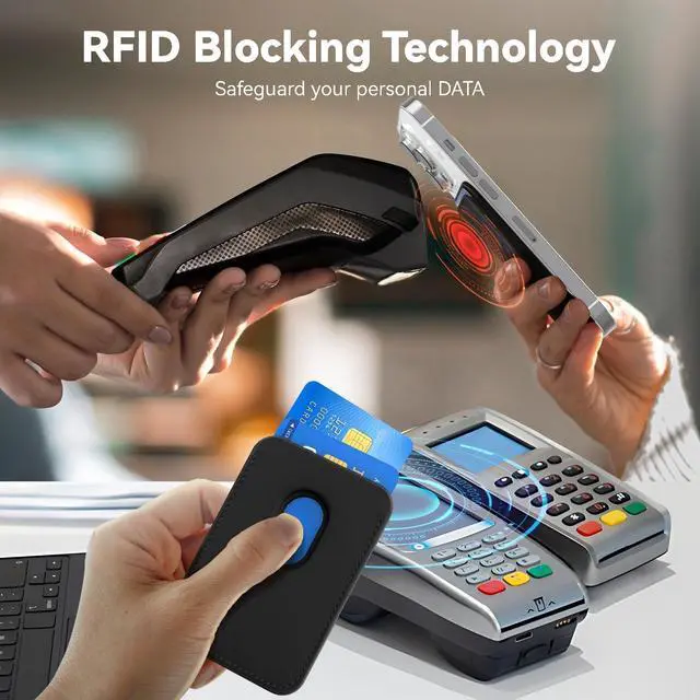 Alt view image 7 of 7 - Stronger Magnetic RFID Leather Mag-Safe Card Holder for iPhone 16 Series, Mag-Safe Accessories Stick on Series of iPhone 17/16/15/14/13/12 and Pro/Promax, Black
