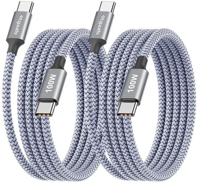 Main image of 100W USB C Cable 6.6ft, 2-Pack USB C to USB C Cable 100 Watt Fast Charging Type C Charger Cord for iPhone 17 16 15 Pro Max/Plus, MacBook/iPad USBC, Samsung Galaxy S26 S25 S24 Pixel 10 10a 9a