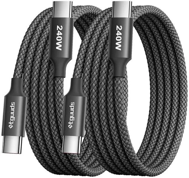 Main image of 240W USB C to USB C Cable 6ft, 2-Pack C to C Cable Fast Charging, Type C Charger Fast Charging, USBC to USBC Cord for iPhone 17 16 15 Series Samsung Galasy S26 S25 S24, MacBook iPad Pixel
