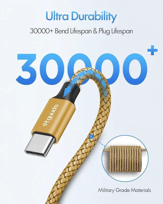 Alt view image 5 of 7 - Gold USB C to USB C Cable 6ft, 2-Pack, 60W Fast Charging Type C to C Charger Cord for iPhone 17 16 15 Pro Max Plus Air 16e, for MacBook/iPad USBC, Samsung Galaxy S25 S24 S23 A17 A16, Pixel