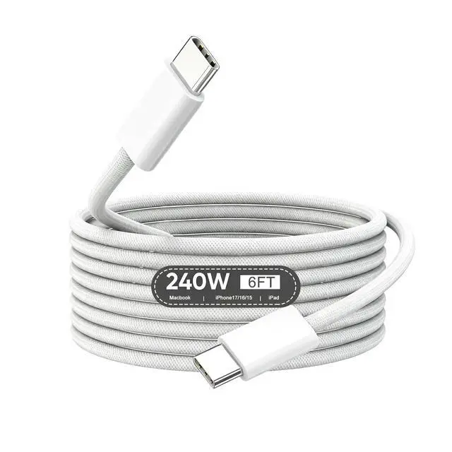 Main image of 240W USB C to USB C Cable, 6FT C to C Cable Fast Charging for MacBook Pro/MacBook Air, iPad Pro 13-inch/Air/Mini, iPhone 17 16 15 Pro Max, Samsung Galaxy S26,140W/100W /65W/45W/35W/20W