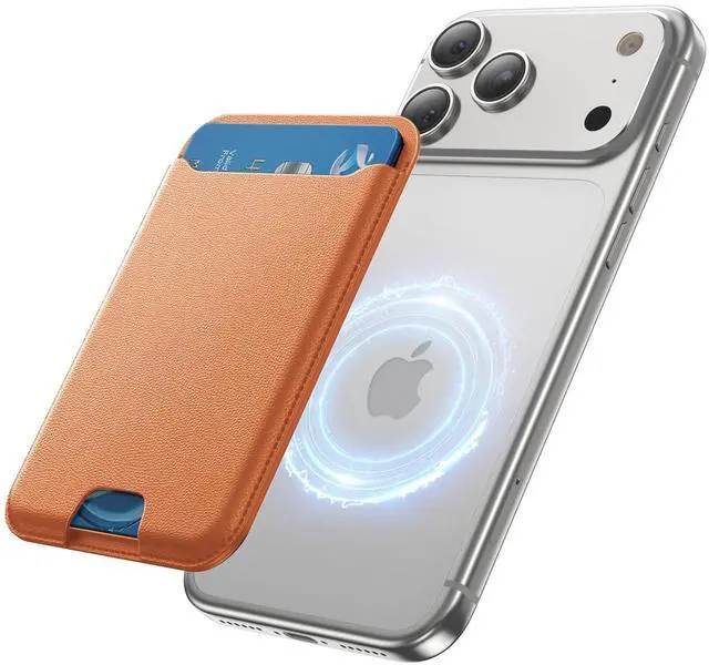 Main image of for MagSafe Wallet, 3 Cards Holder, Slim Magnetic Phone Wallet for iPhone 17/16/15/14/13/12 Pro Max Plus Air Series,RFID Blocking Vegan Leather,Orange