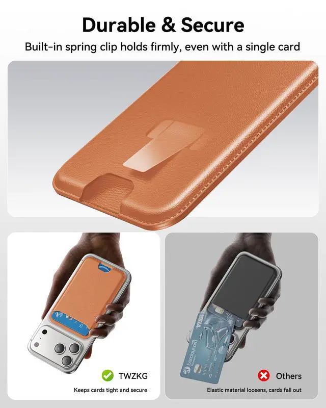 Alt view image 6 of 6 - for MagSafe Wallet, 3 Cards Holder, Slim Magnetic Phone Wallet for iPhone 17/16/15/14/13/12 Pro Max Plus Air Series,RFID Blocking Vegan Leather,Orange