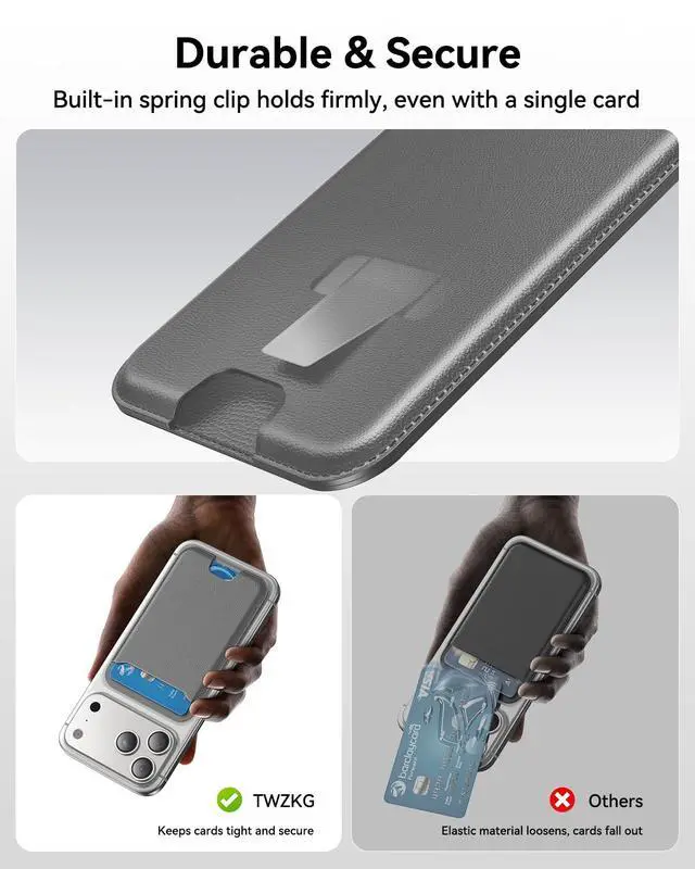 Alt view image 6 of 6 - for MagSafe Wallet, 3 Cards Holder, Slim Magnetic Phone Wallet for iPhone 17/16/15/14/13/12 Pro Max Plus Air Series,RFID Blocking Vegan Leather,Titanium Grey