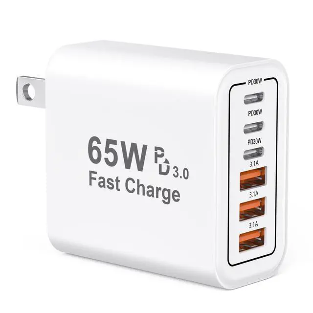 Main image of USB C Fast Charging Block,65W 6-Port Type C Phone Charging Cubes Power Adapter Multiport Brick for iPhone 17/16/15/14/13/12/11/Pro Max/Plus/Air, iPad mini/Pro,Galaxy S25