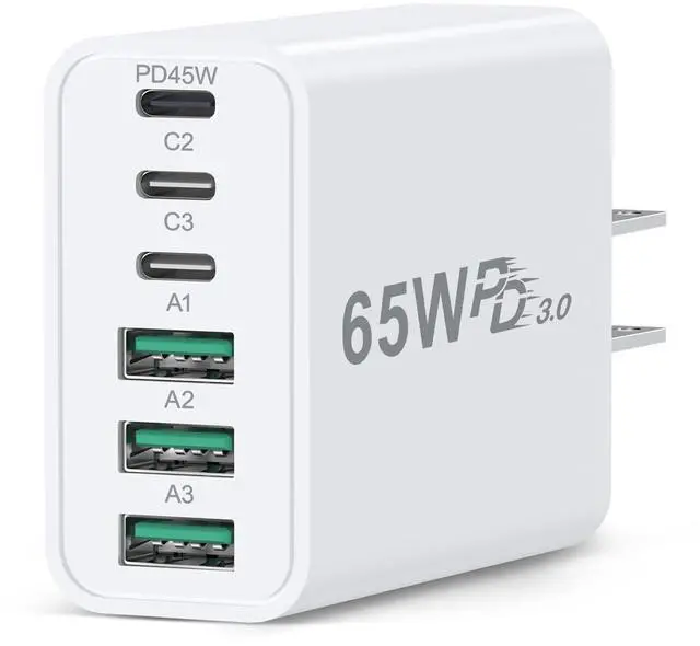 Main image of 65W USB C Charger Block, Multi Port Fast USB C Wall Charger Plug Power Adapter PD 45W Type C Charging Block for iPhone 17 16e 15 14 13 12 11 Pro Max Pad Galaxy S26 Ultra Tablet
