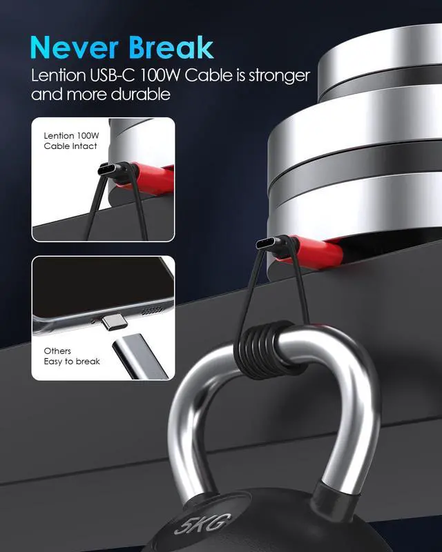 Alt view image 7 of 7 - USB-C to USB-C Cable, 2-Pack 100W Fast Charging 6.6ft (2m) Long Braided Cable for iPhone 17/16/15 MacBook iPad Pro Samsung Galaxy S25 Series(Red)