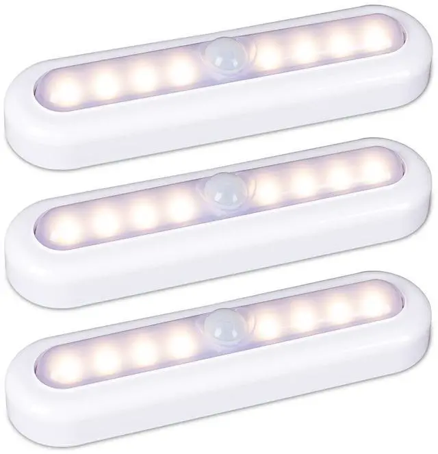 Main image of 3 Pack 7 Motion Sensor Lights Indoor Battery Operated, Stick on LED Light for Closet, Stairs, Under Cabinet, Warm White