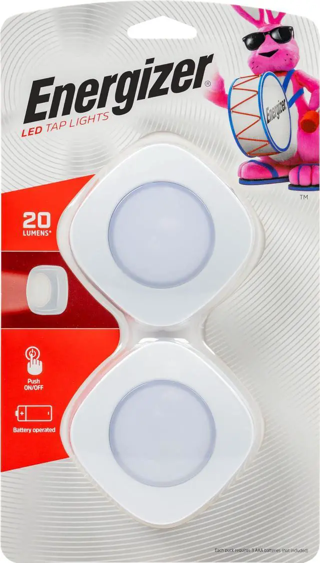 Main image of LED Tap Light, Battery Operated Stick-On Lights, White, Wireless Portable, Ideal for Under Cabinet Lighting and Closets 37107 (2 Pack)