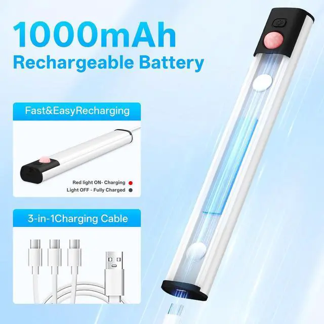Alt view image 2 of 7 - Under Cabinet Lighting,LED Closet Lights,Rechargeable Motion Sensor Light Indoor,3 Colors Dimmable,Magnetic Installation for Kitchen,Wardrobe,Bedroom,Drawer 3Pack