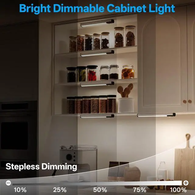 Alt view image 5 of 7 - Under Cabinet Lighting,LED Closet Lights,Rechargeable Motion Sensor Light Indoor,3 Colors Dimmable,Magnetic Installation for Kitchen,Wardrobe,Bedroom,Drawer 3Pack