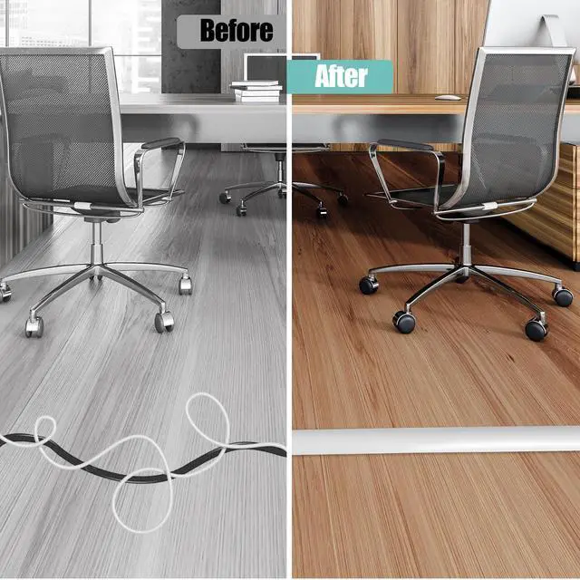 Alt view image 5 of 7 - Floor Cord Cover Self Adhesive Cord Hider,3.3FT Cable Management, Extension Strip Protector for Wires, Prevent Cable Trips for Offices, Gyms, Exhibitions Cavity:0.3"(W) x 0.28"(H) White