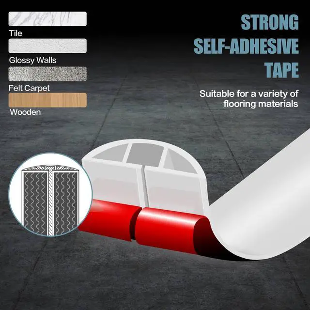 Alt view image 4 of 7 - Floor Cord Cover Self Adhesive Cord Hider,3.3FT Cable Management, Extension Strip Protector for Wires, Prevent Cable Trips for Offices, Gyms, Exhibitions Cavity:0.3"(W) x 0.28"(H) White