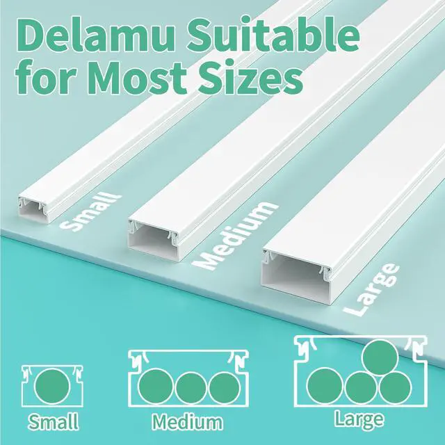 Alt view image 6 of 7 - Cord Hider, 100in Self-Adhesive Cord Cover Kit for Wall Mounted TV, Paintable Wire Hider, Flexible Cable Management System, Cable Raceway Conceals 2-3 Wires, W0.95 H0.55in, White