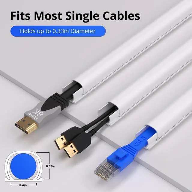 Alt view image 2 of 6 - 85in Cord Hider for One Wire, Self-Adhesive Cord Covers for Wires on Wall, Paintable TV Cable Hider Wire Covers for Cords, White Cable Management Raceway Channel, 6X L14in, W0.5in H0.4in