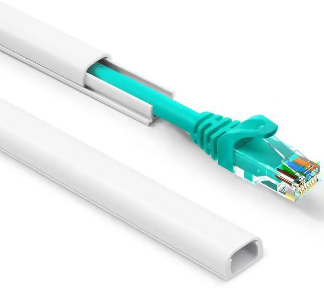 Main image of One Cord Cover Wall 153in(9X L17in), Mini Wire Hider, Self-Adhesive Wire Cover for Hiding Speaker Wire, Baby Monitor Cord - Paintable Wire Channel for Cable Concealer, W0.5in H0.3in, CMR05 White