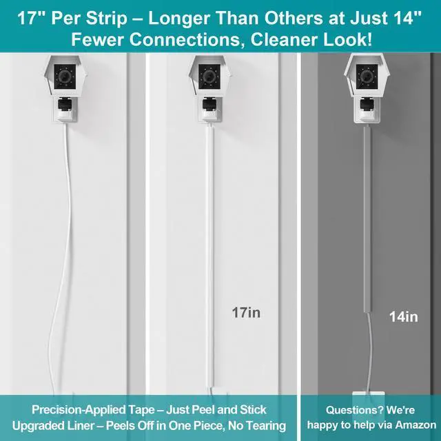 Alt view image 3 of 7 - One Cord Cover Wall 153in(9X L17in), Mini Wire Hider, Self-Adhesive Wire Cover for Hiding Speaker Wire, Baby Monitor Cord - Paintable Wire Channel for Cable Concealer, W0.5in H0.3in, CMR05 White