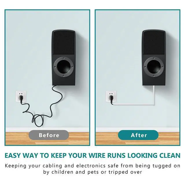 Alt view image 5 of 7 - One Cord Cover Wall 153in(9X L17in), Mini Wire Hider, Self-Adhesive Wire Cover for Hiding Speaker Wire, Baby Monitor Cord - Paintable Wire Channel for Cable Concealer, W0.5in H0.3in, CMR05 White
