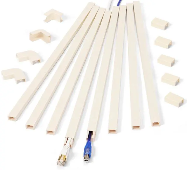 Main image of Cord Hider Wall for One Cord, 136in Wire Covers Wall, Easy Install Cable Cover Kit, Cable Raceway Beige, Wire Management Wall, 8X L17in W0.6in H0.4in