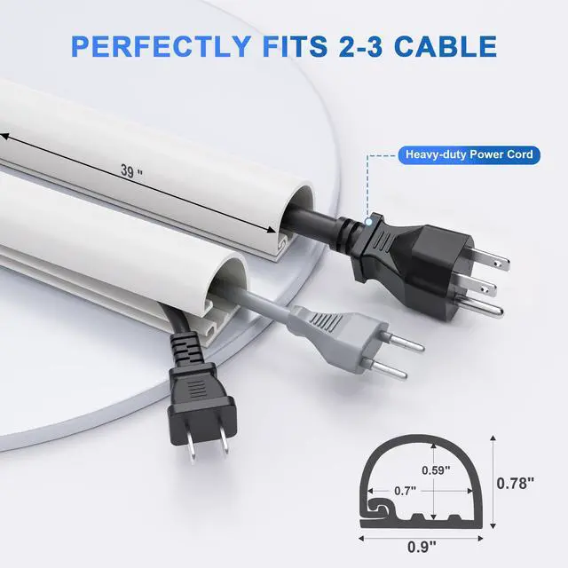 Alt view image 3 of 7 - 39" Cord Hider for 2-3 Cable, Self-Adhesive Cord Covers for Wires on Wall, Silicone Wire Cover for Wall Mounted TV, Paintable Cable Management for Home & Office, White