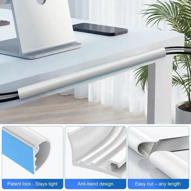 Alt view image 4 of 7 - 39" Cord Hider for 2-3 Cable, Self-Adhesive Cord Covers for Wires on Wall, Silicone Wire Cover for Wall Mounted TV, Paintable Cable Management for Home & Office, White