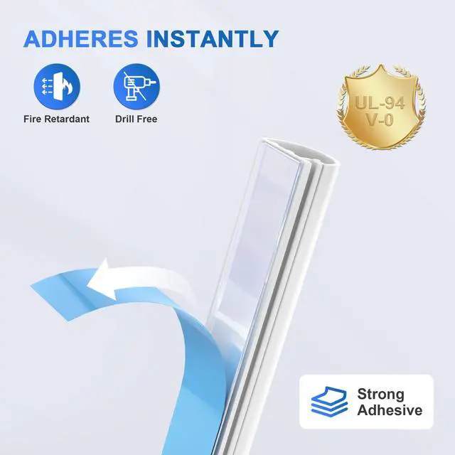 Alt view image 5 of 7 - 39" Cord Hider for 2-3 Cable, Self-Adhesive Cord Covers for Wires on Wall, Silicone Wire Cover for Wall Mounted TV, Paintable Cable Management for Home & Office, White