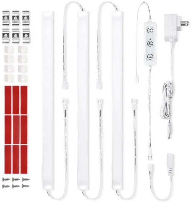 Main image of Under Cabinet Lighting Set Plug in, 3 pcs 12 Inches LED Light Bars. Super Bright Dimmable Linkable for Kitchen Undercabinet Counter Top Shelf Pantry Closet Display Lighting. Warm White 3000K