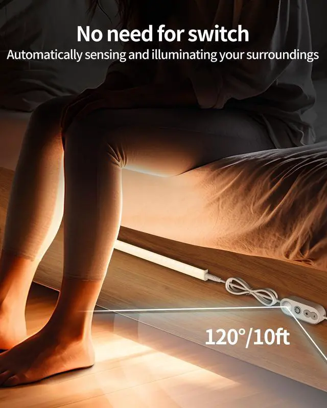 Alt view image 4 of 6 - Motion Sensor Dimmable Under Cabinet Lighting, 6000K White, Plug-in, Linkable LED Closet Light Bars, 12-inch 2 Pack