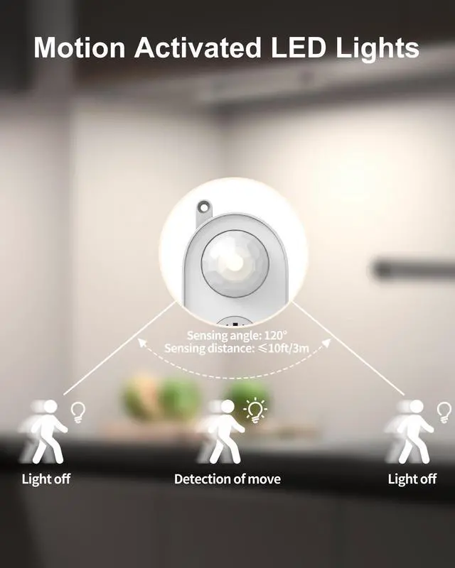Alt view image 4 of 7 - Motion Sensor Dimmable Led Under Cabinet Lighting,14.5in USB Plug-in Under Desk Light with 3 Color Changing(2700K, 4000K,6000K),Dimmable LED Light Bar for Home Kitchen,Cabinet,Pantry