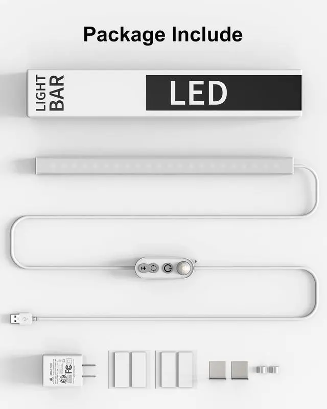 Alt view image 7 of 7 - Motion Sensor Dimmable Led Under Cabinet Lighting,14.5in USB Plug-in Under Desk Light with 3 Color Changing(2700K, 4000K,6000K),Dimmable LED Light Bar for Home Kitchen,Cabinet,Pantry
