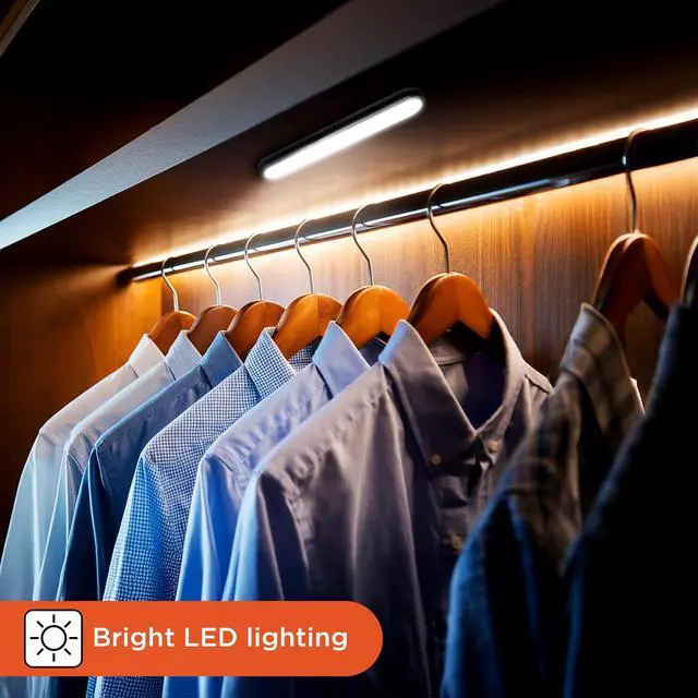 Alt view image 4 of 7 - 2-Pack LED Light Bars, 160LM Touchless Motion Sensor Lights, Magnetic Mount LED Strip Lights, Battery Powered Slim Portable Lights for Closet, Garage, Shelf, Indoor