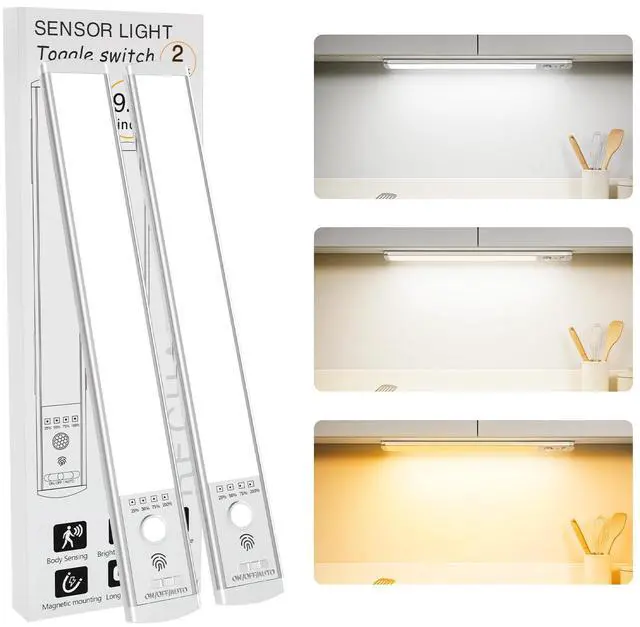 Main image of 2-Pack Under Cabinet Lights, 1500mAh Rechargeable 52-LED Motion Sensor Light, 10-inch Wireless Magnetic Stick-On Closet Lights, Stepless Dimmable Night Light for Kitchen, Pantry, Wardrobe