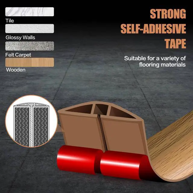 Alt view image 4 of 7 - Floor Cord Cover Cavity 0.8"x0.37" Self Adhesive Cord Hider, 3.3FT Low Profile Cable Management, Extension Strip Protector for Wires, Prevent Cable Trips for Offices, Gyms, Exhibitions (Brown Wood)