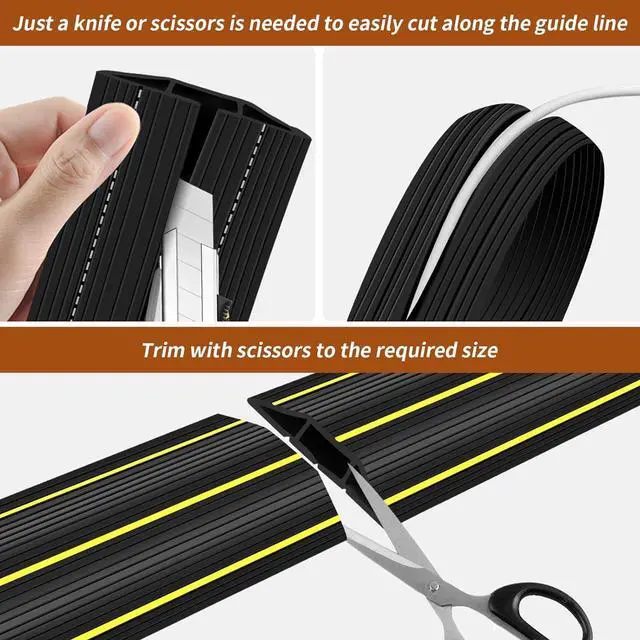 Alt view image 4 of 7 - 3 Ft Floor Cord Cover, Cord Covers for Wires on Floor, Heavy Duty Extension Cable Protector, 3 Channel Cable Management for Home Office or Outdoor Settings